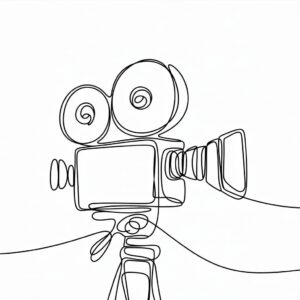 Filmcamera tekening van Yolanda van Nieuwkoop