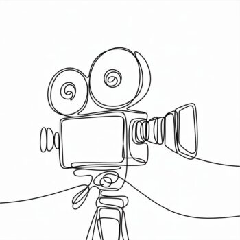 Filmcamera tekening van Yolanda van Nieuwkoop